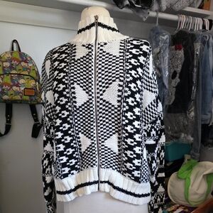 Tribal Monochrome Geometric Knit Sweater